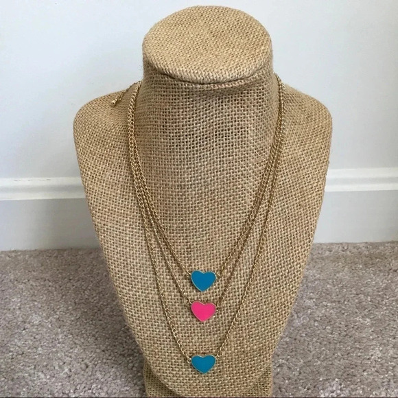 Layered Multicolored Heart Pendant Necklace - Picture 1 of 3